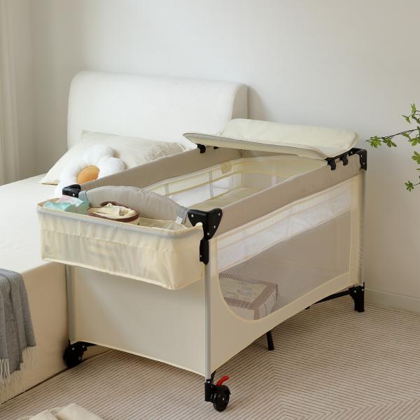 ベビーベッド 折りたたみ ベビーサークル おむつ替えテーブル付 お昼寝 収納 プレイヤード マットレ...