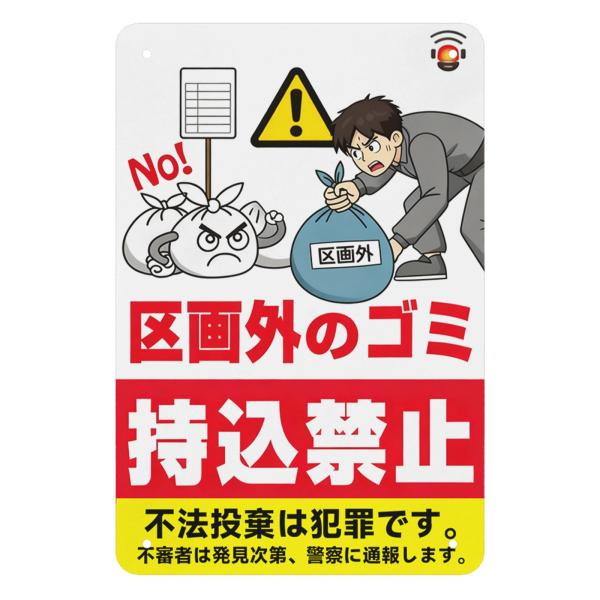 他区画ゴミの持込禁止　看板　不法投棄は犯罪です　サインプレート　注意プレート 看板　警告プレート
