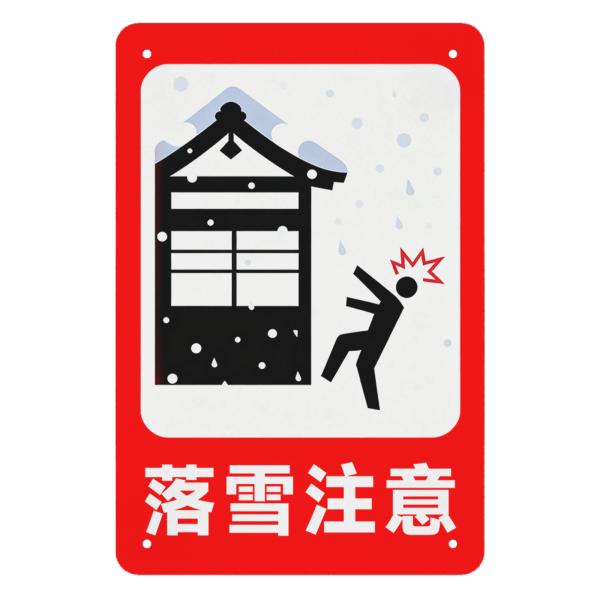 安全標識 落雪注意 頭上からの落雪にご注意ください ブリキ製金属標識 ぶらさげる プレート 看板 高...