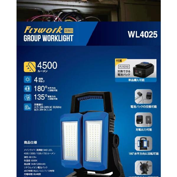 TAKENOW　WL4025　充電式LED投光器/FLOOD &amp; AREA LIGHT