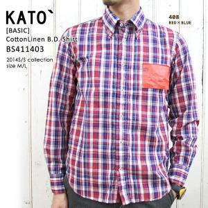 KATO｀ BASIC(カトーベーシック/Men's) コットンリネンB.D.チェックシャツ(BS41140.3) ≡送料無料≡2014S/S新作｜jeans-akaishi