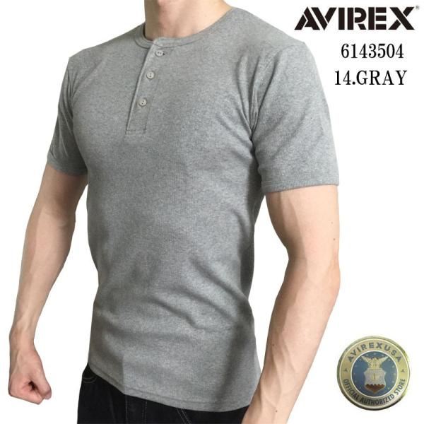 AVIREX アヴィレックス デイリー　無地　テレコ　半袖　ヘンリーネック　Tシャツ　ボタン　614...