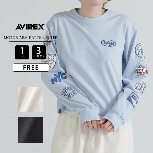 AVIREX アビレックス レディース トップス 長袖 Tシャツ ロンT 袖プリント MOTOR A...