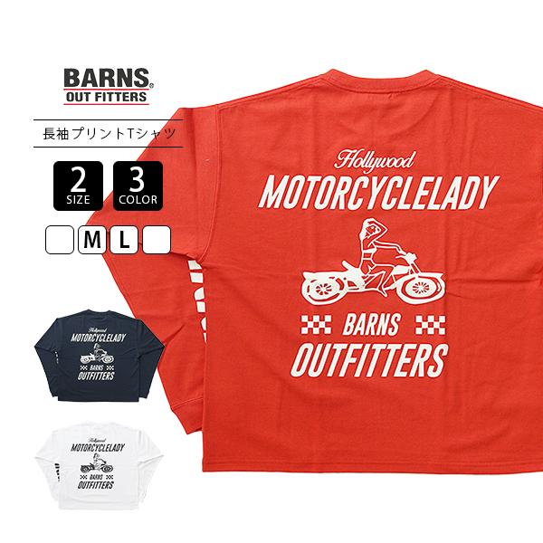 BARNS バーンズ メンズ トップス 長袖 Tシャツ MOTORCYCLELADY ボックスシルエ...