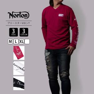 Norton ファッション 服 ノートン Ｔシャツ 長袖 ロンT タイヤトレッド ブリスター ジャカード Vネック 241N1106B 0209 父の日 プレゼント｜jeans-yamato