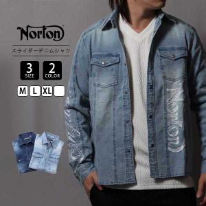 Norton ファッション 服 ノートン デニムシャツ 長袖 ライトオンス ライダースデニムシャツ カジュアル 241N1500B 0209 父の日 プレゼント｜jeans-yamato