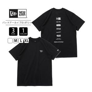 NEW ERA ニューエラ 半袖 コットン Tシャツ Archive Logo ホワイト レギュラー ブラック 173-14121927 0412｜jeans-yamato