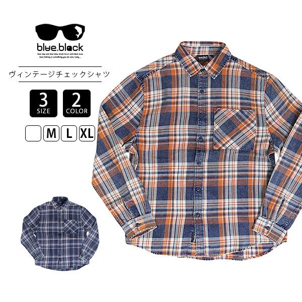 blue black baby ブルーブラックベイビー メンズ トップス 長袖 シャツ インディゴチ...