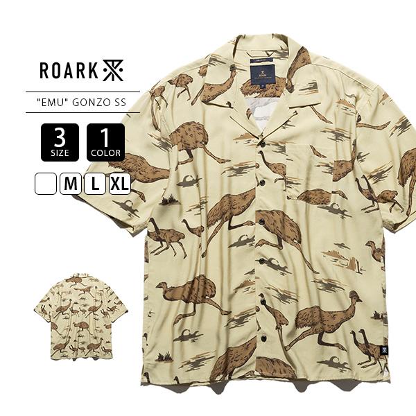 ROARK ロアーク メンズ 半袖 シャツ 総柄 EMU GONZO オープンカラーシャツ レーヨン...