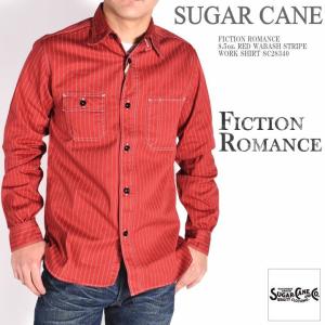 【再入荷】シュガーケーン SUGAR CANE ウォバッシュ シャツ FICTION ROMANCE 8.5oz. レッドウォバッシュストライプ 長袖ワークシャツ SC28340｜jeans1