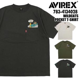 AVIREX アヴィレックス アビレックス 半袖 Tシャツ 783-4134028 ワイルドキャッツ ポケット Tシャツ クルーネック メンズ ミリタリー ロゴ
