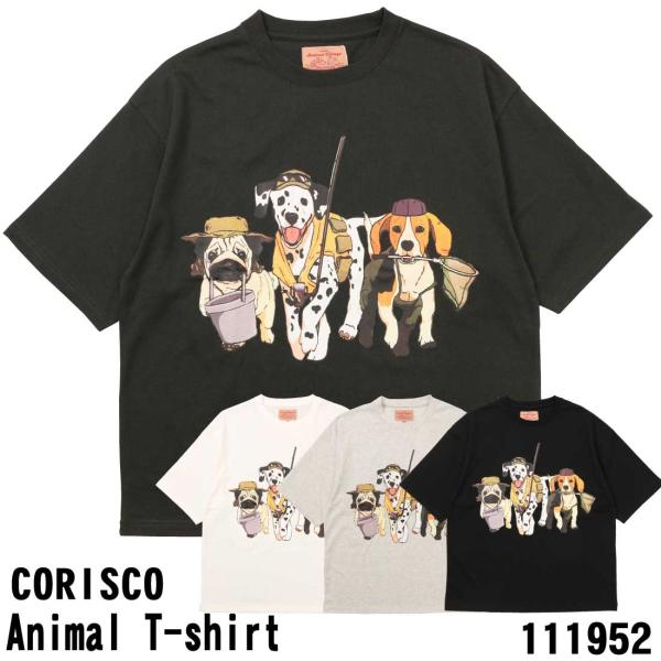 メール便 発送 CORISCO コリスコ 半袖 Tシャツ トップス クルーネック アニマル プリント...
