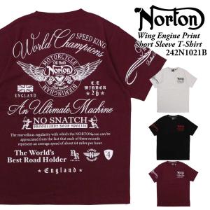 Norton ノートン 服 半袖 Tシャツ 242N1021B ウイングエンジン プリント  天竺 半袖Tシャツ メンズ アメカジ バイカー バイク メンズ ロゴ