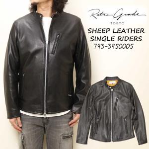 RETRO GRADE◇シープレザー/シングルライダースジャケット/M/羊革/BLK