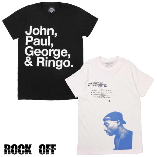 メール便発送 ROCK OFF ロックオフ 半袖 Tシャツ アーティスト プリント 2pac BEA...