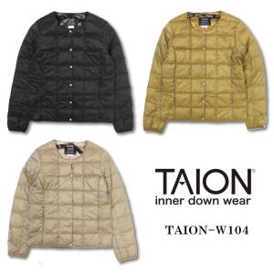 TAION タイオン インナー ダウン ジャケット TAION-W104 クルーネックボタン 軽い 暖かい ダウン コンパクト 羽織り 着回し レディース アウター｜jeansaiya-a