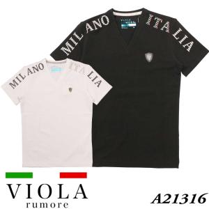 VIOLA ヴィオラ 半袖 Tシャツ A21316 ストレッチ メンズ  M L XL トップス キレイめ BITTER ビター系 白 黒 モノトーン｜jeansaiya-a