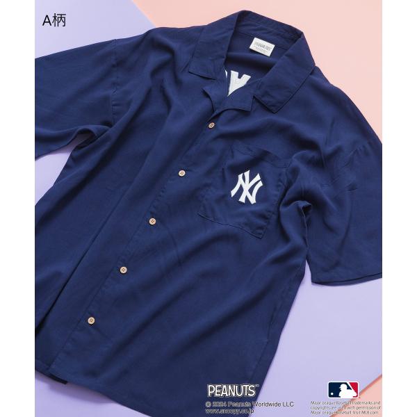 【MLB × PEANUTS】オリジナル  プリント レーヨン アロハ シャツ