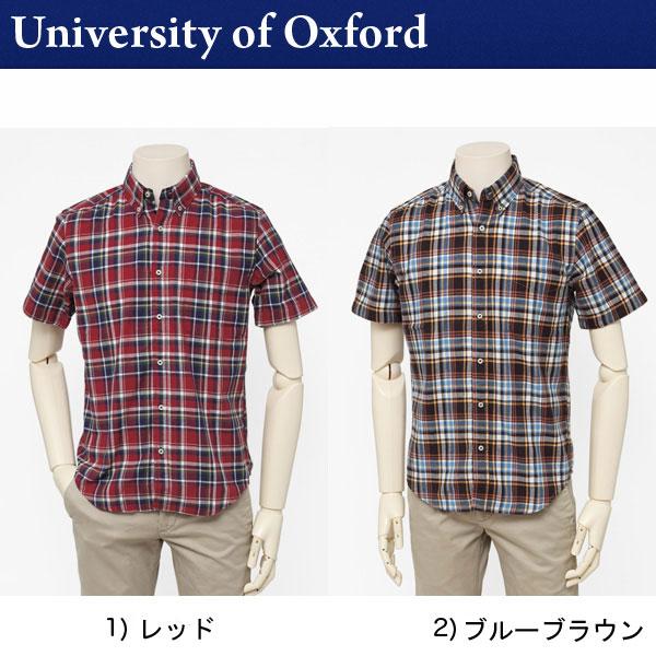 university of oxfordの半袖 マドラスチェックボタダウンシャツ　23155