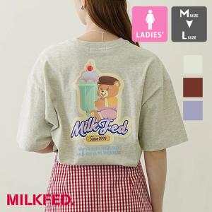 MILKFED. ミルクフェド BEAR AND PARFAIT WIDE S/S TEE ビール アンド パフェ ワイド 半袖 Tシャツ 103252011021 / 2025SUMMER