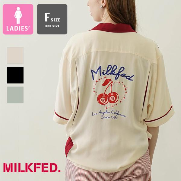 MILKFED. ミルクフェド CHERRIES BOWLING SHIRTS チェリー ボウリング...