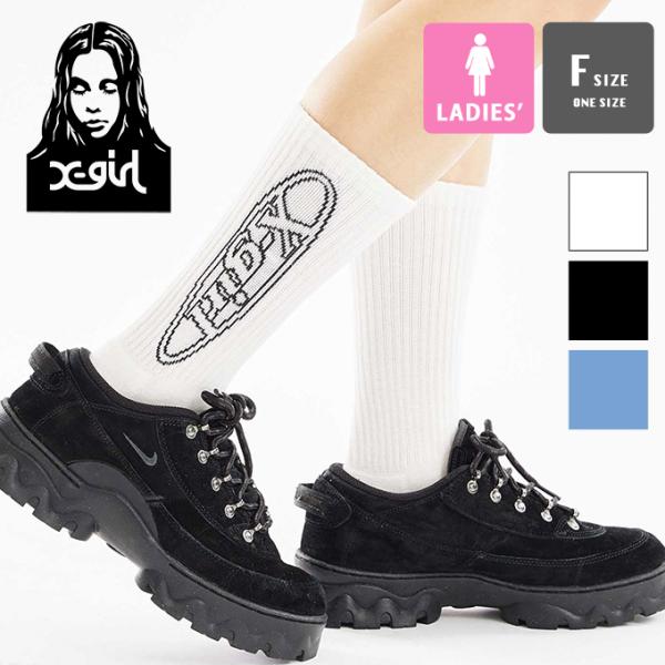 【 X-girl エックスガール 】 LINE OVAL LOGO RIB SOCKS X-girl...