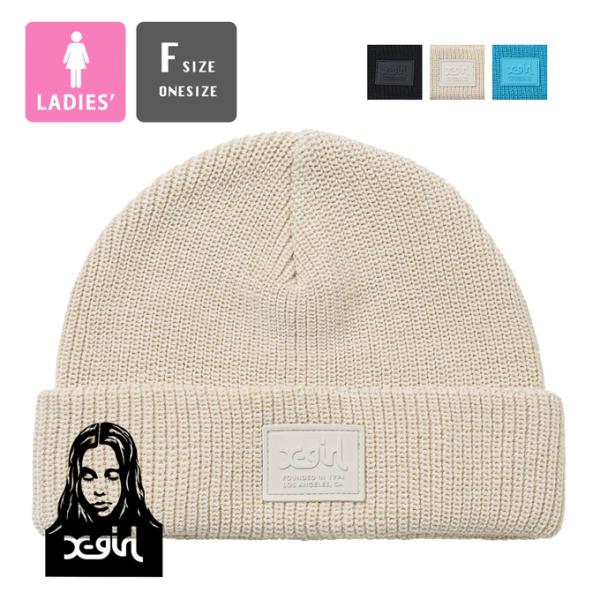 X-girl エックスガール RUBBER PATCH KNIT CAP X-girl  ラバー パ...