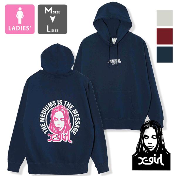 X-girl エックスガール CIRCLE BACKGROUND FACE SWEAT HOODIE...