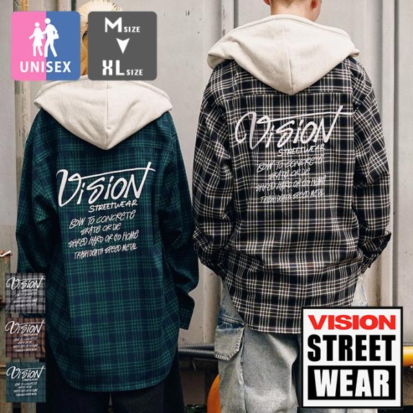 VISION STREET WEAR ヴィジョンストリートウェア Hoodie Check Shir...