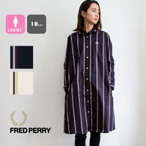 Sale Fred Perry 数量限定アウトレット最安価格 フレッドペリー Striped Shirt ストライプ F8548 Dress ワンピース シャツ ss
