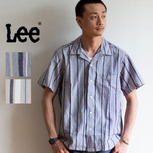 【夏割!!】【 Lee リー 】  Open Collar HS Striped Shirt 半袖 ストライプ シャツ LS1300-085｜jeansstation