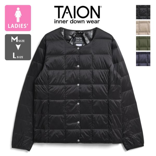 【SALE!!】 TAION タイオン WOMEN ベーシック クルーネック ボタン インナー ダウ...