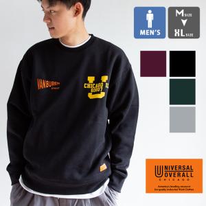 【SALE!!】 【 UNIVERSAL OVERALL ユニバーサルオーバーオール 】 SWEAT SHIRT_VANBUREN フロッキープリント クルーネックスウェット U2233228-A / 22AW ※｜jeansstation