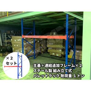 パレットラック スチールラック 重量棚 パレット棚 耐荷重 1000Kg スチール製 倉庫 物流センター 製造工場 自動車整備工場 などに ３連結｜jecars