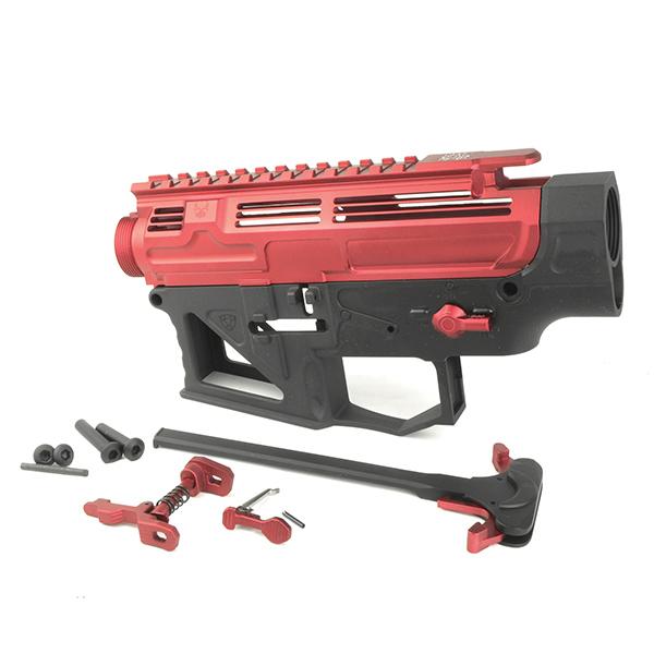 APS 軽量切削レシーバーキット PEW刻印 ver. APS M4 電動ガン用 ブラック/レッド