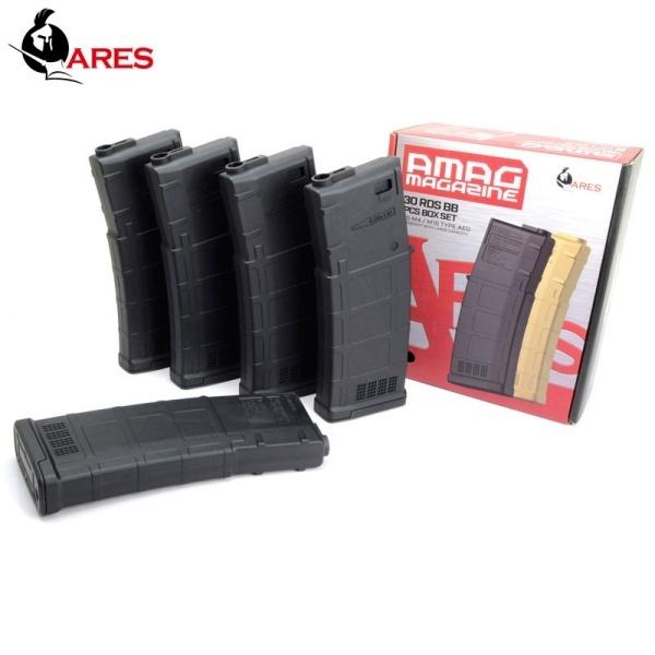 5本セット■ ARES AMAG ミドル M4用 130連 マガジン ブラック