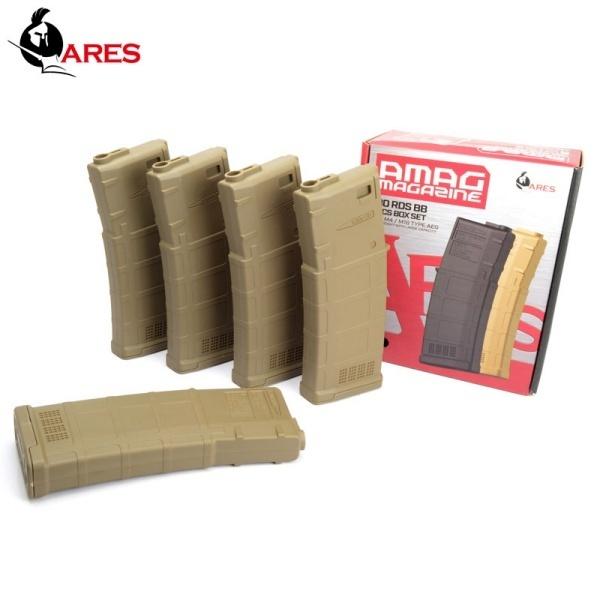 5本セット■ ARES AMAG ミドル M4用 130連 マガジン デザートカラー