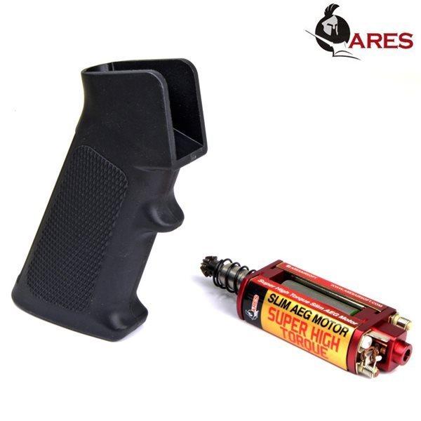 ARES M4 スリムピストルグリップ ブラック + スーパーハイトルク スリム AEG モーター ...