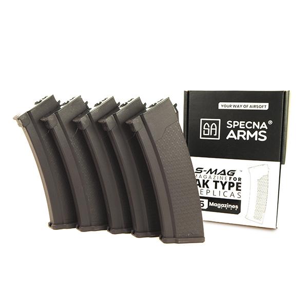 Specna Arms S-MAG AK用 130連 ミッドキャップ ポリマーマガジン プラム 5本...