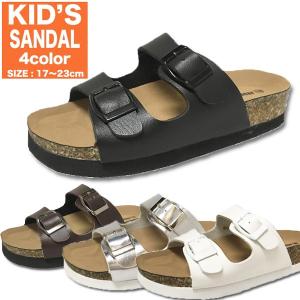 キッズ 子供 ジュニア サンダル 黒 白 ブラック ホワイト ブラウン シルバー 銀 コンフォートサンダル カジュアル 2本ベルト ペタンコ フラット red bear 3458