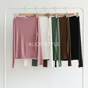 Tシャツ レディース 上品 ボートネック 長袖...の詳細画像1