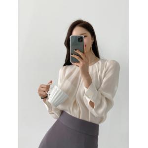 ブラウス レディース 上品 ラウンドネック シ...の詳細画像5