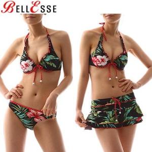 水着在庫処分 ホルタービキニ・ワイヤー・スカート付き・ラインストーン・フリル・フラワー