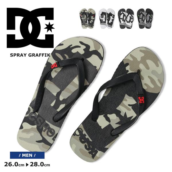 ディーシー ビーチサンダル メンズ サンダル ブランド ビッグロゴ用 トングサンダル ビーサン ブラ...