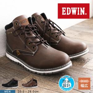 EDWIN エドウィン ブーツ メンズ 防水 防滑 レースアップ ショート