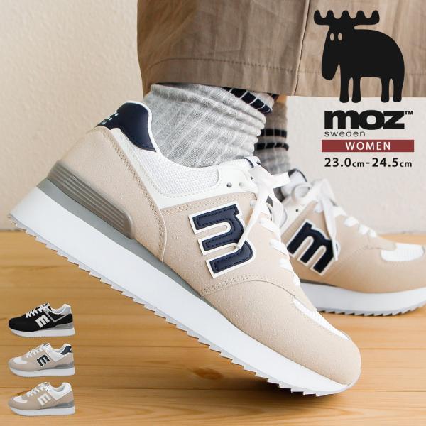 モズ 厚底 スニーカー レディース 黒 ローカット カジュアル おしゃれ 黒 ブラック 白 ホワイト...