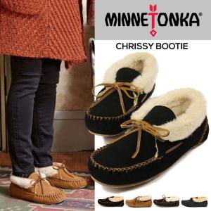 MINNETONKA CHRISSY BOOTIE 本革 スエード クリッシー ブーティー ファー モカシンシューズ モカシン ボア レザー フラット ローファー ドライビング スリッポン｜jerico