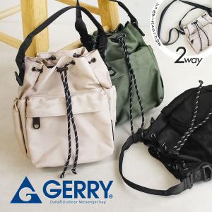 【良品】フェリージ　巾着　2WAY ボディバック　鍵付　カーキ　2086 GERRY gerry ショルダーバッグ 斜めがけ ブランド 巾着 2way