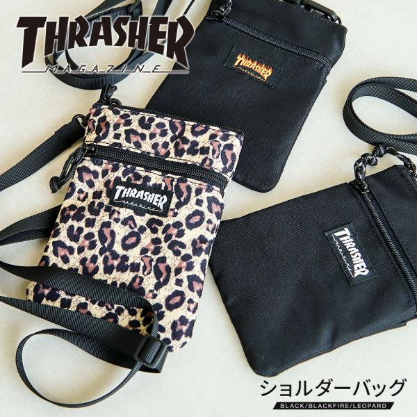 THRASHER ショルダー バッグ スマホ ショルダー ポーチ ポケット 付き ファスナー コンパ...