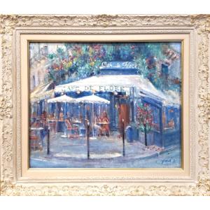 ネイトジョルジオ】アクリル画 街並みの風景 大きめ